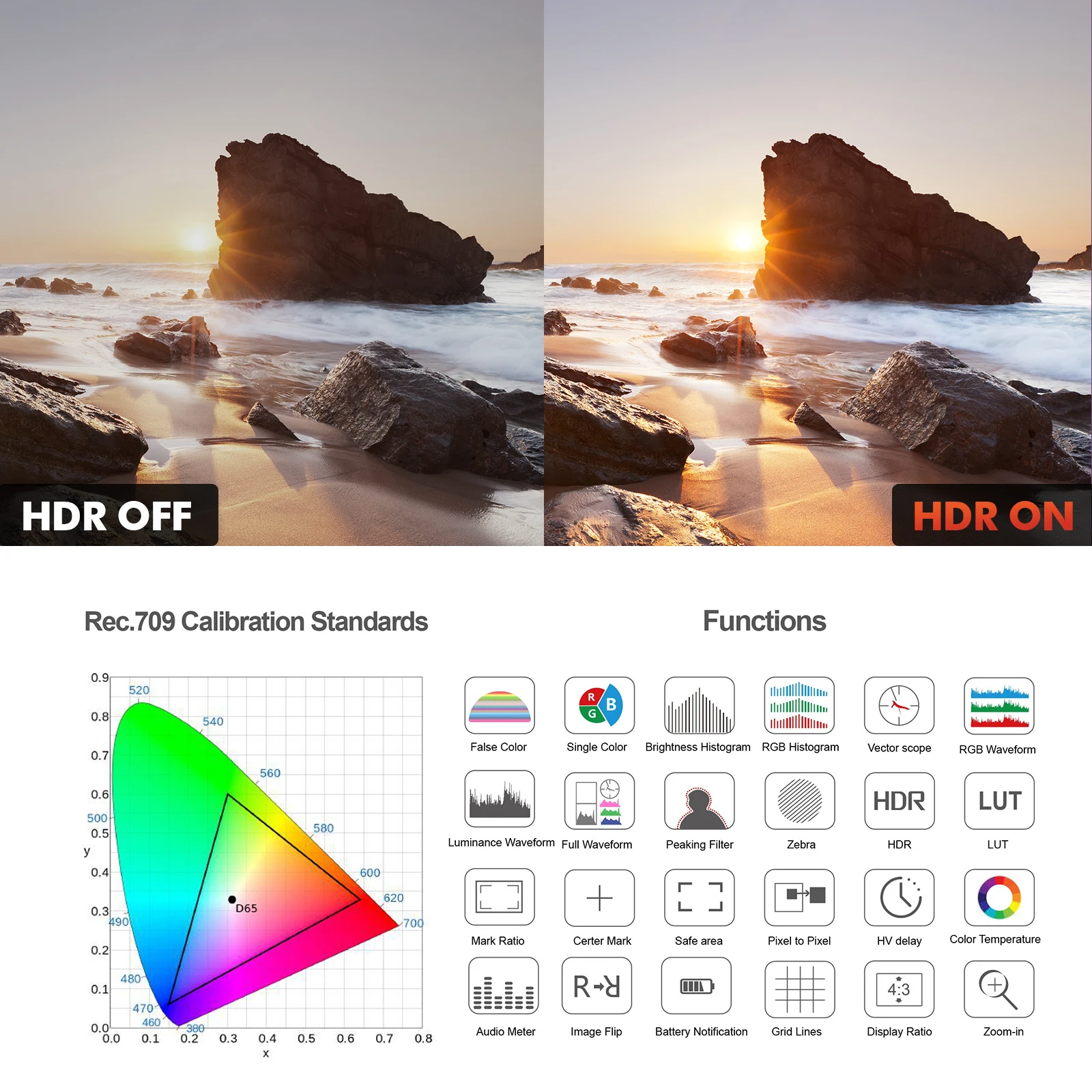 Desview R5II Camera Field Monitor 5.5 Inch 800nit High Brightness Full HD Touch Screen 1920x1080 3D Lut HDMI DSLR Camera Monitor - Image 5