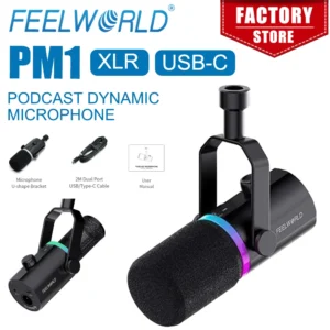 FEELWORLD PM1 Podcasting Dynamic Microphone XLR/USB for Podcasting Recording Gaming Live Streaming