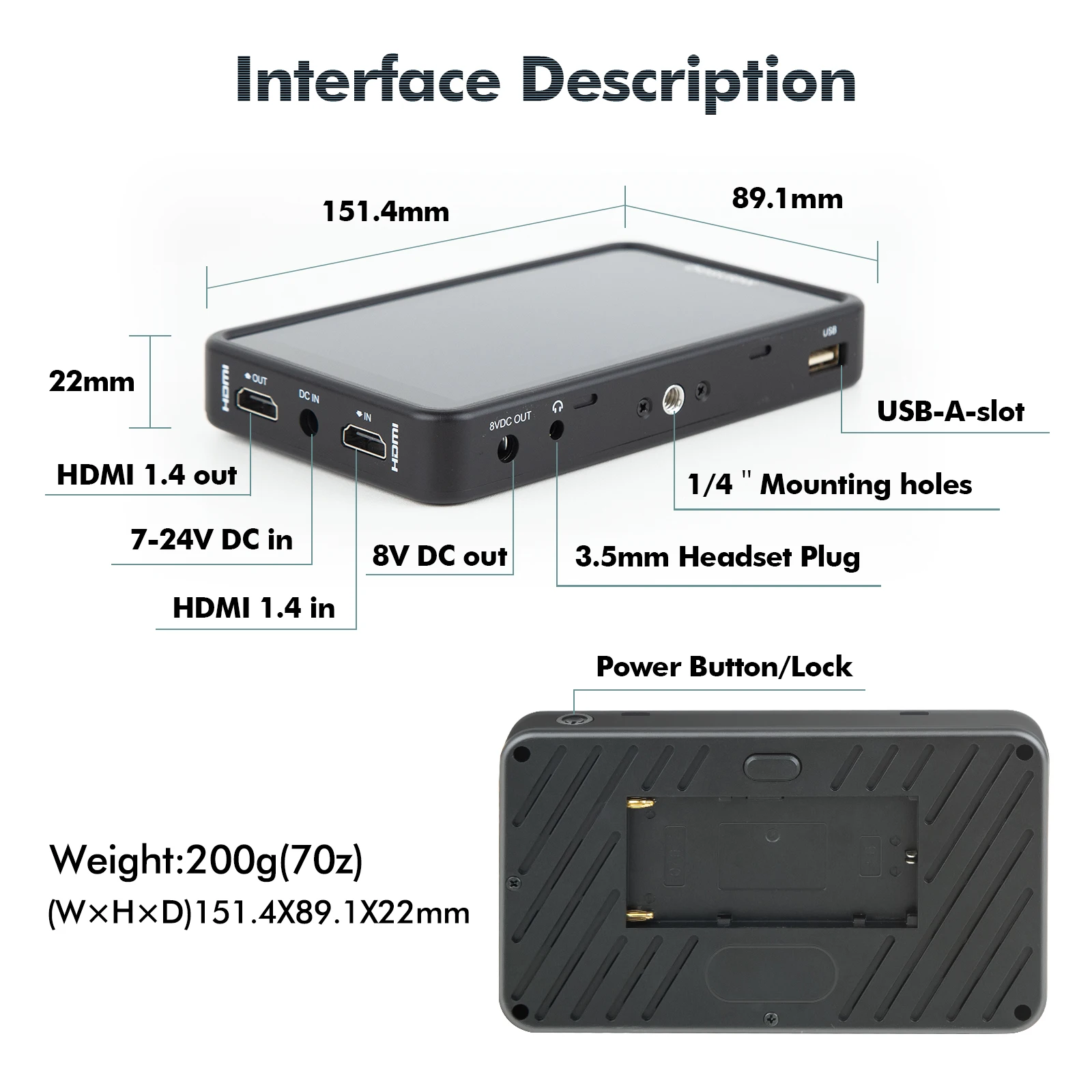 Desview R5II Camera Field Monitor 5.5 Inch 800nit High Brightness Full HD Touch Screen 1920x1080 3D Lut HDMI DSLR Camera Monitor - Image 6